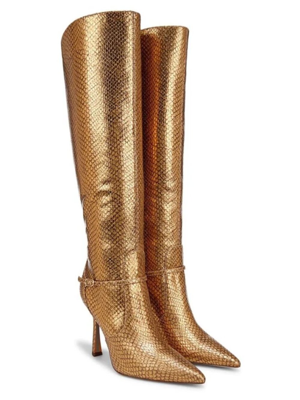 Sam Edelman Elia Leather Boots Medallion Gold Snake Print SZ 7.5 M NEW